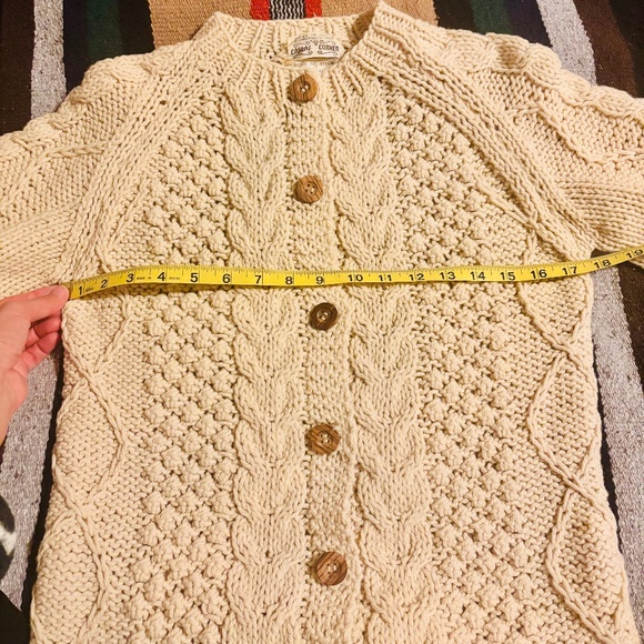 Vintage Wool Cable Knit bobble Fisherman Cardigan Sweater Made in Italy - Picture 8 of 10